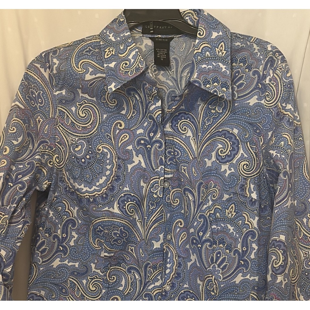 Geoffrey Beene Women's Stretch Paisley Button Down Shirt